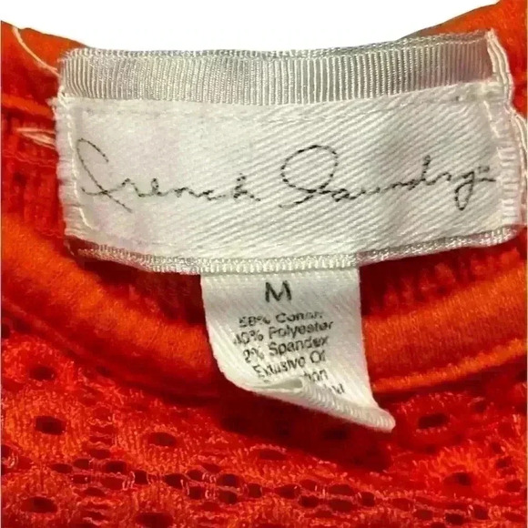 French Laundry Women's Orange Lace Cold Shoulder Blouse Size Medium - Picture 4 of 7